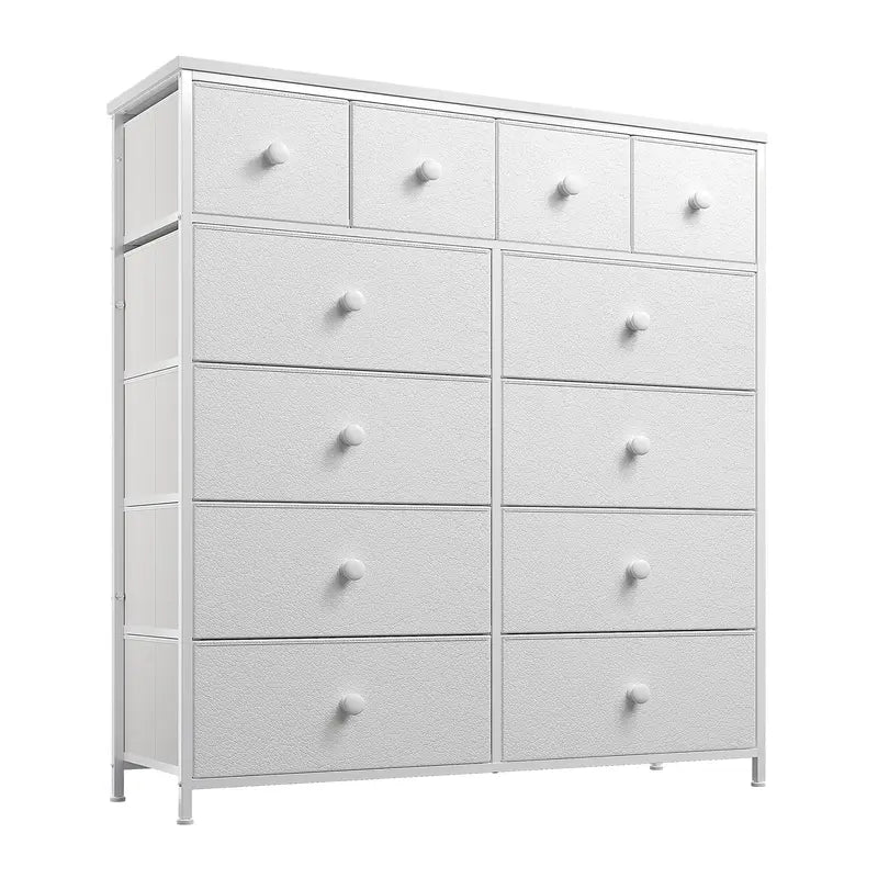 Raybee 12-Drawer Dresser with Wooden Top & Metal Frame – Fabric Storage Organizer for Bedroom, Closet, or Living Room