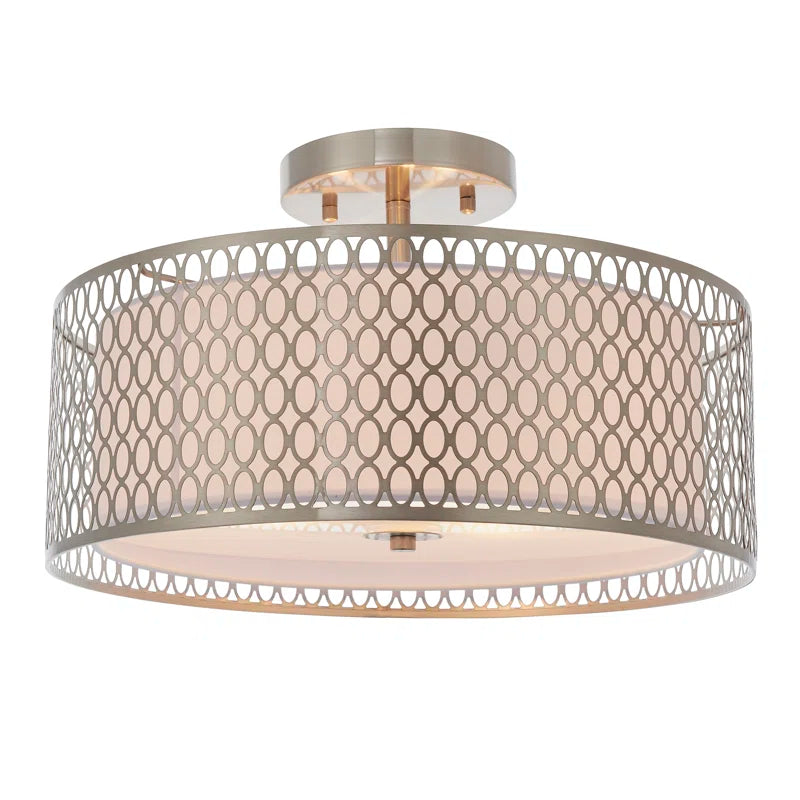 Erika Semi Flush Mount Ceiling Light – Fabric Shade for Soft Illumination