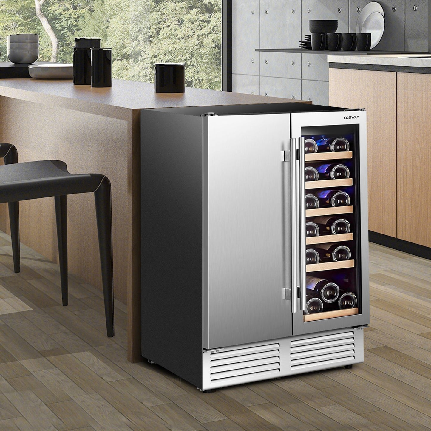 2-in-1 Beverage and Wine Cooler with High-Performance Compressor