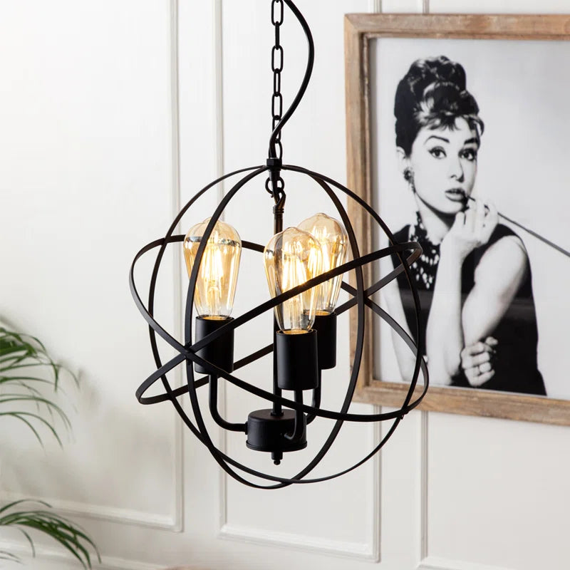 Glenview 3-Light Matte Black Sphere Pendant Light – Modern Elegance