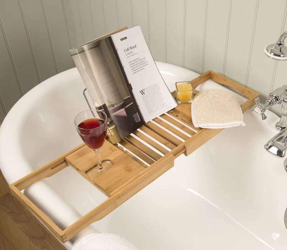 Bamboo Freestanding Bath Caddy – Elegant and Functional Bath Organizer