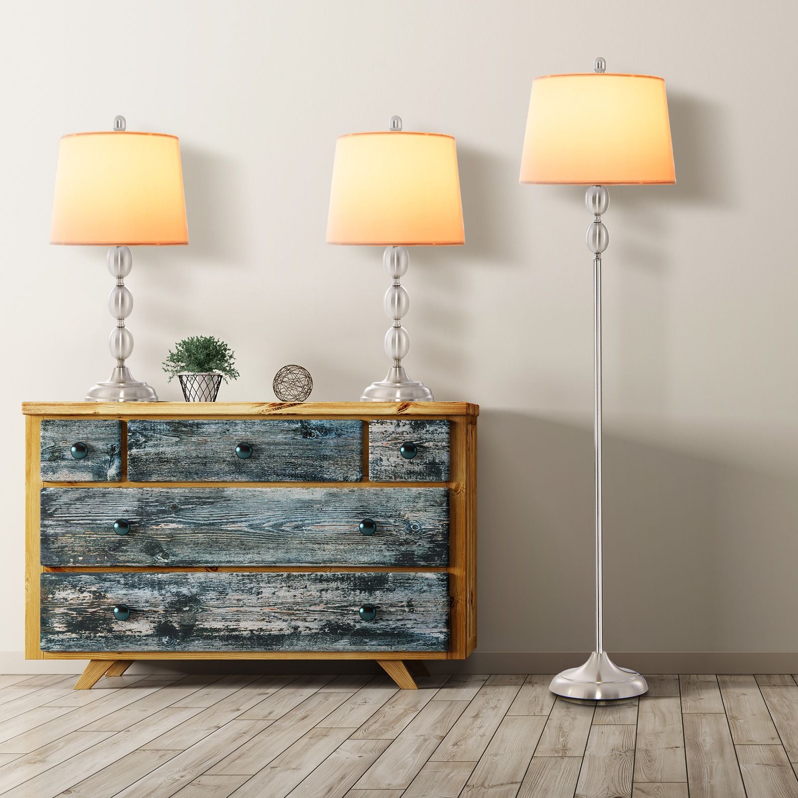 3-Piece Table and Floor Lamp Set with Eye-Care Shade – Elegant and Functional Lighting Solution