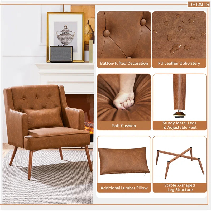 Contemporary Faux Leather Armchair – Sophisticated Comfort for Any Room