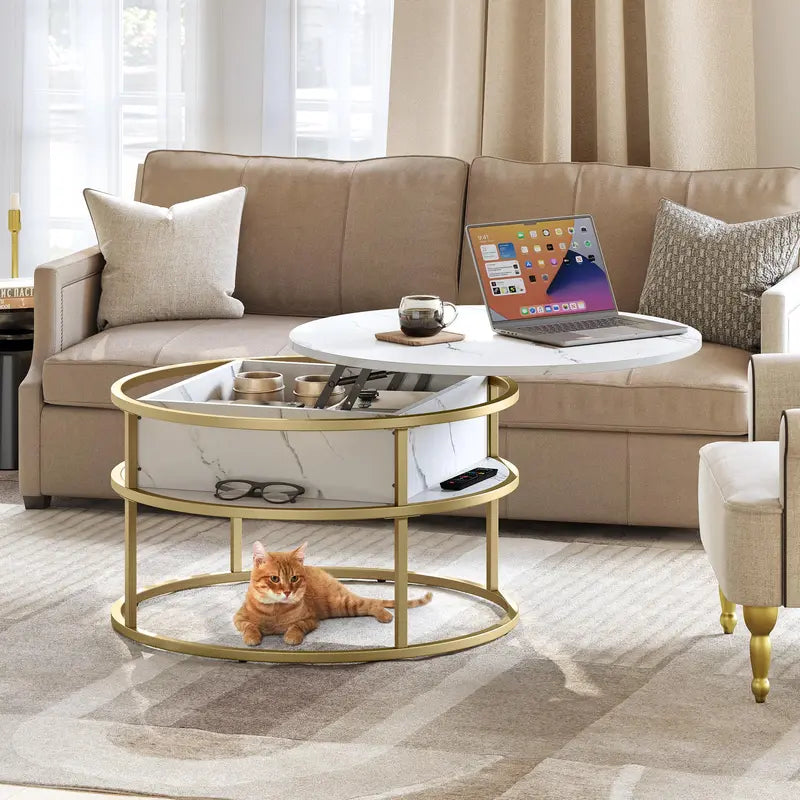 Yitahome Round Lift-Top Coffee Table with Hidden Storage – Modern Living Room Design