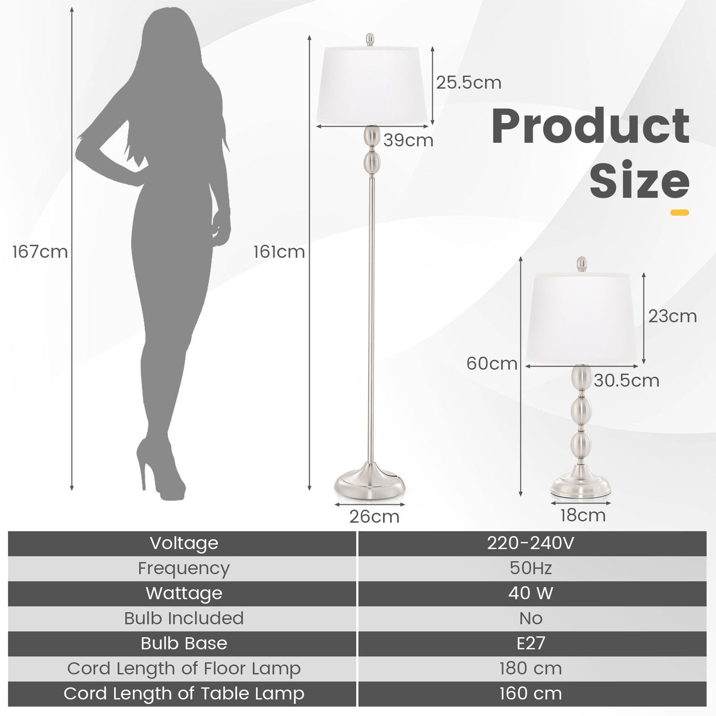 3-Piece Table and Floor Lamp Set with Eye-Care Shade – Elegant and Functional Lighting Solution