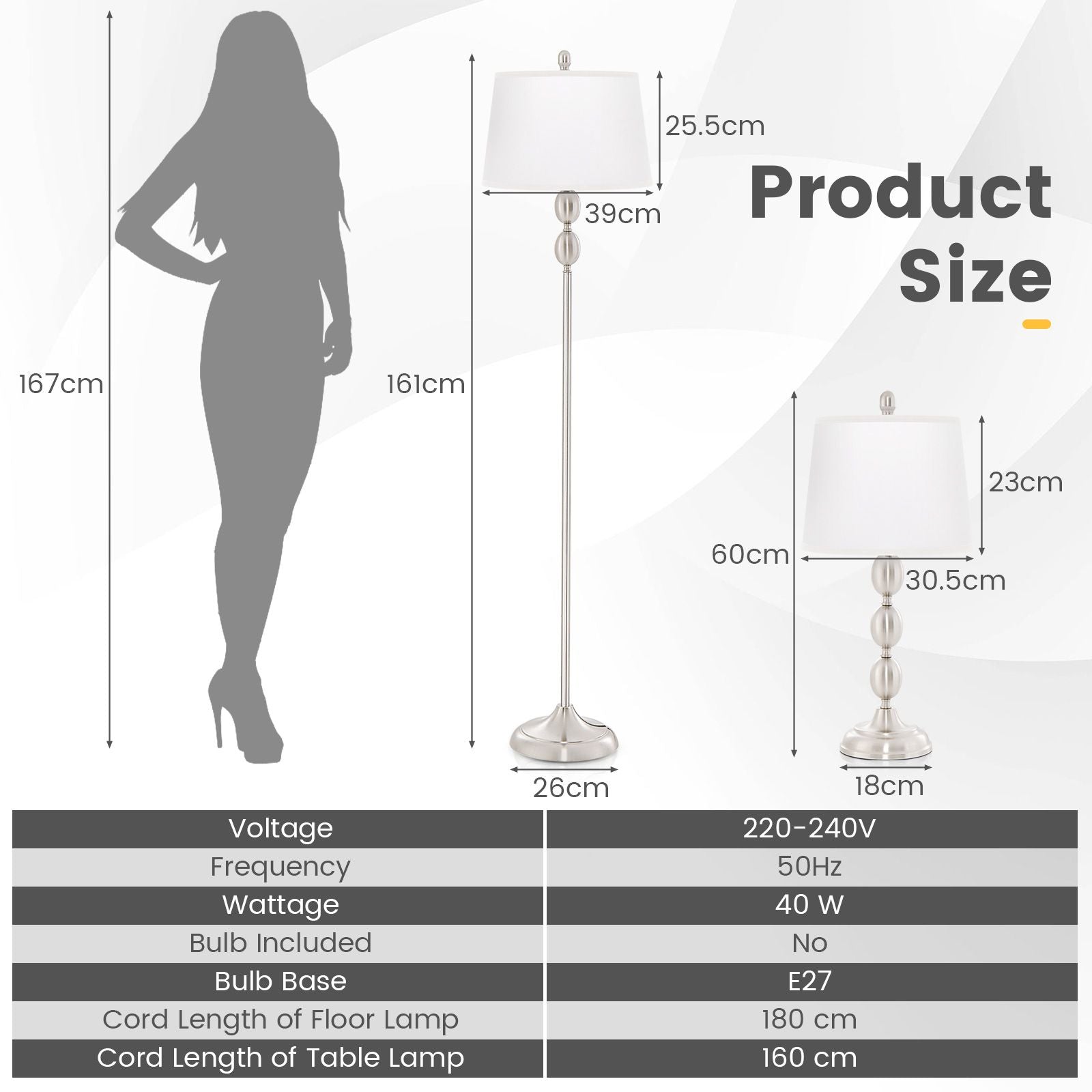 3-Piece Table and Floor Lamp Set with Eye-Care Shade – Elegant and Functional Lighting Solution