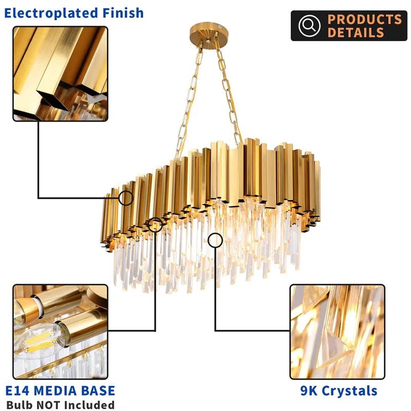 8-Light Unique Chandelier with Crystal Details – Sophisticated Statement Piece