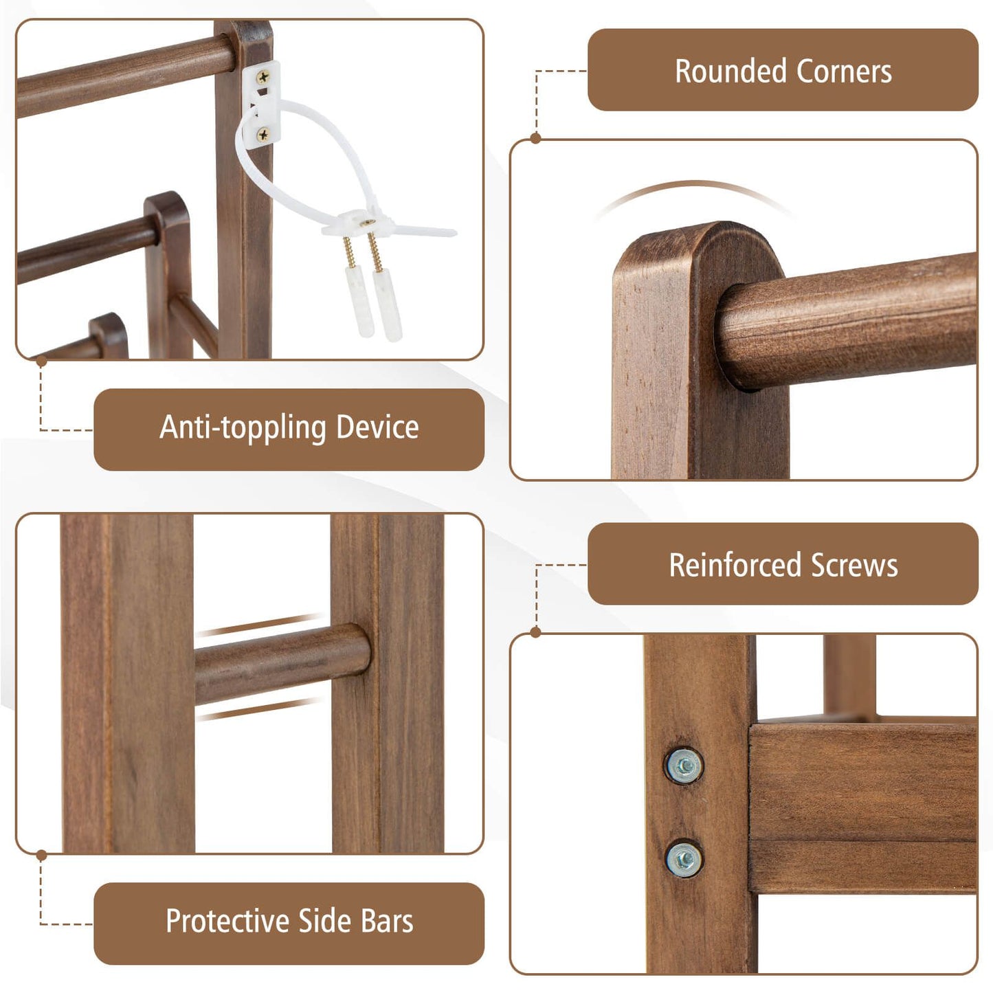 Freestanding Wood Towel Rack with 3 Bars and Bottom Storage Shelf – Elegant and Functional