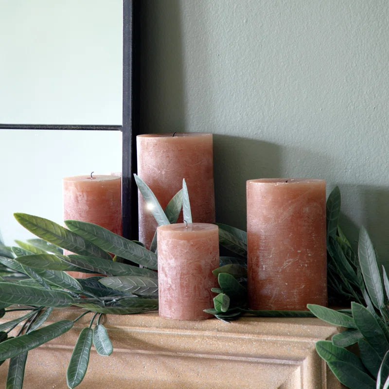 Rustic Slate Pillar Candle – Unscented, Natural Charm for Any Space