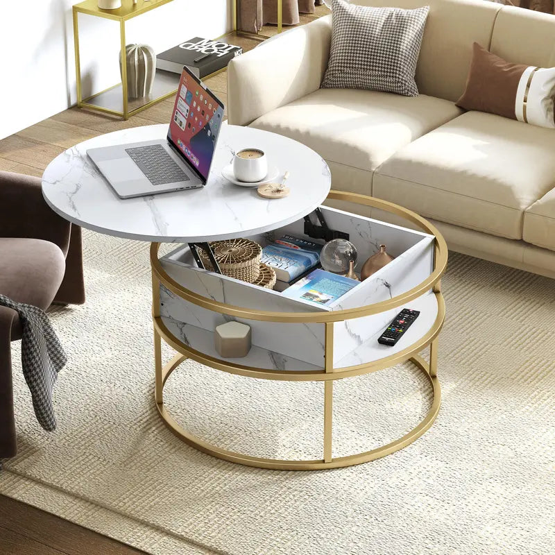 Yitahome Round Lift-Top Coffee Table with Hidden Storage – Modern Living Room Design