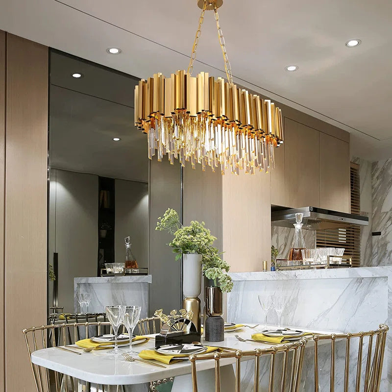 8-Light Unique Chandelier with Crystal Details – Sophisticated Statement Piece