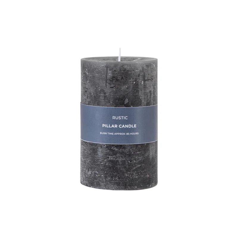 Rustic Slate Pillar Candle – Unscented, Natural Charm for Any Space