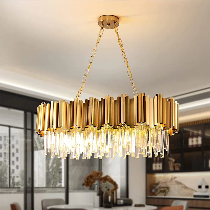 8-Light Unique Chandelier with Crystal Details – Sophisticated Statement Piece