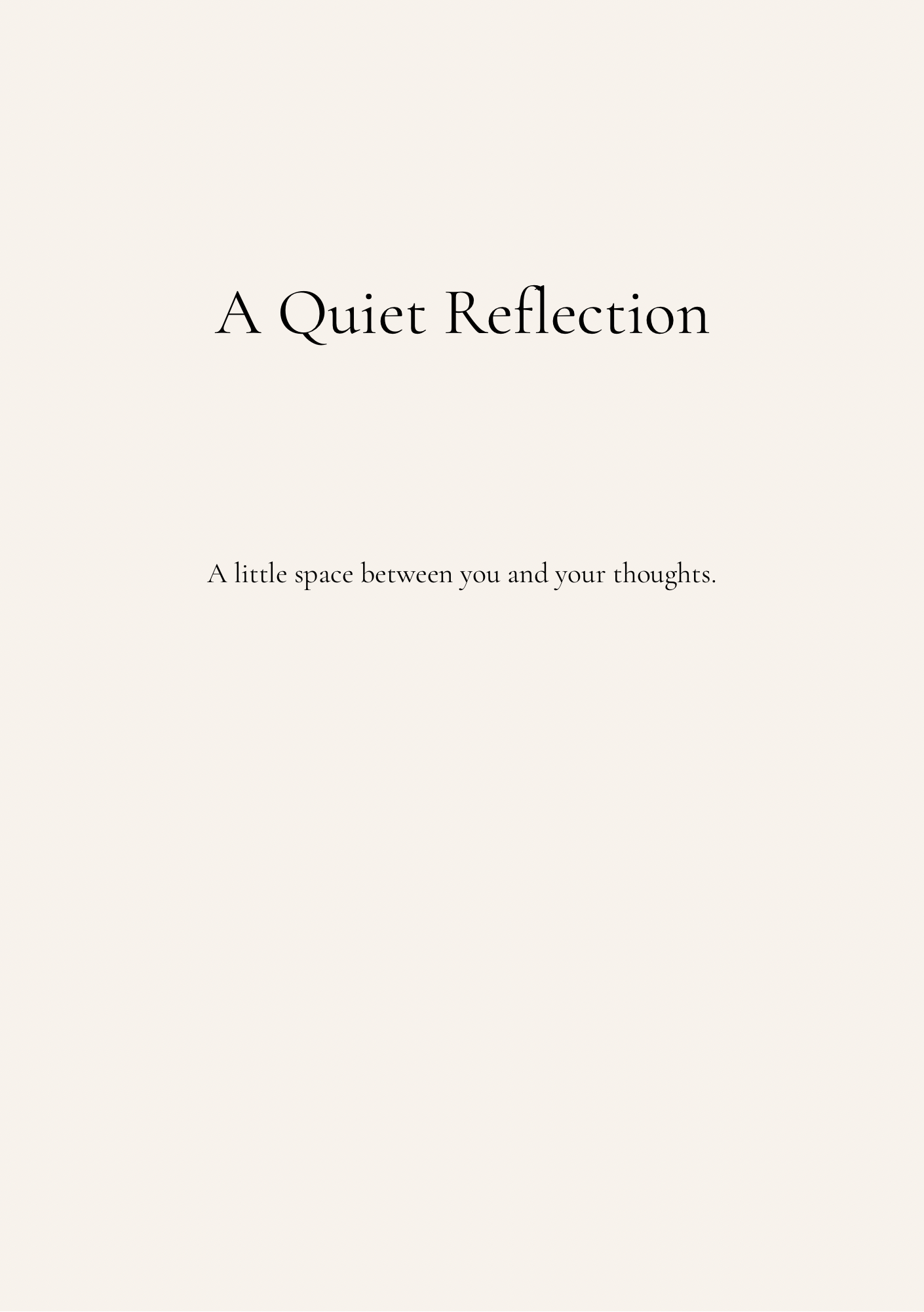 Your Little Thing - A Quiet Reflection