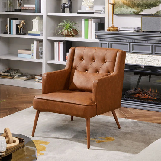 Contemporary Faux Leather Armchair – Sophisticated Comfort for Any Room