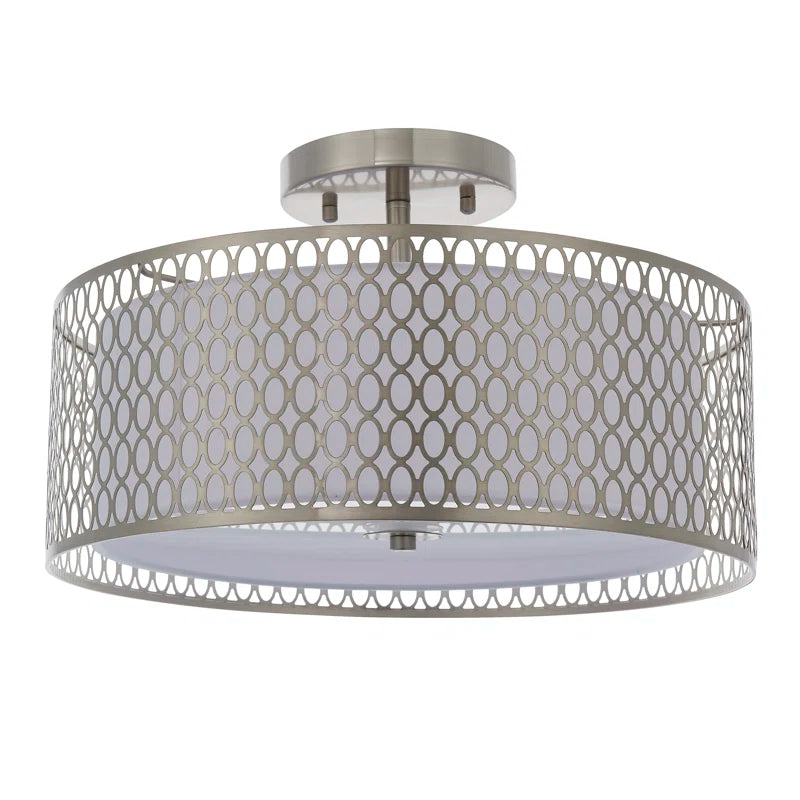 Erika Semi Flush Mount Ceiling Light – Fabric Shade for Soft Illumination