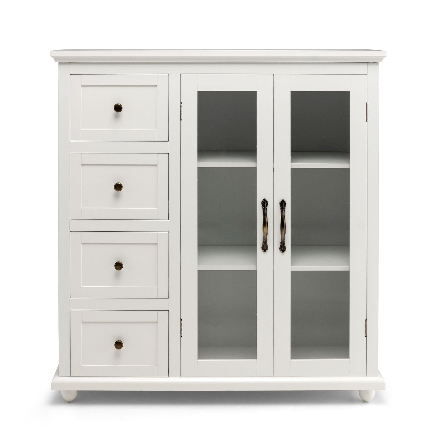 Buffet Sideboard with Glass Doors, 4 Drawers, and Adjustable Shelf – Stylish Storage Solution