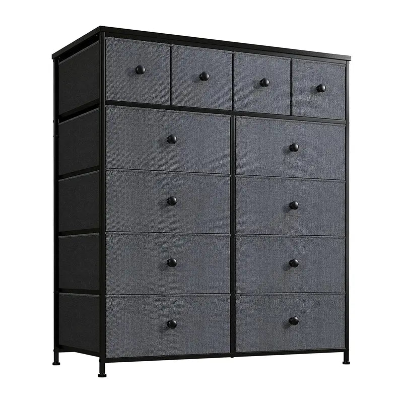 Raybee 12-Drawer Dresser with Wooden Top & Metal Frame – Fabric Storage Organizer for Bedroom, Closet, or Living Room