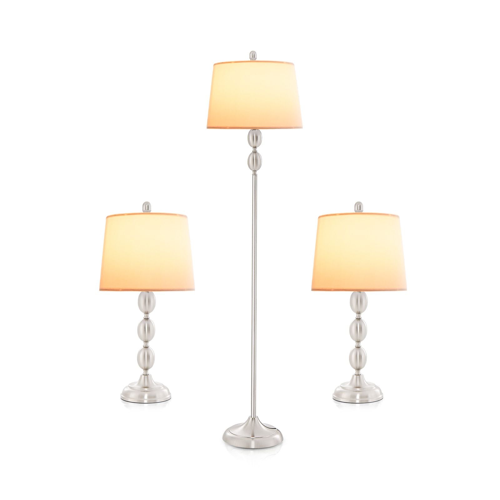 3-Piece Table and Floor Lamp Set with Eye-Care Shade – Elegant and Functional Lighting Solution