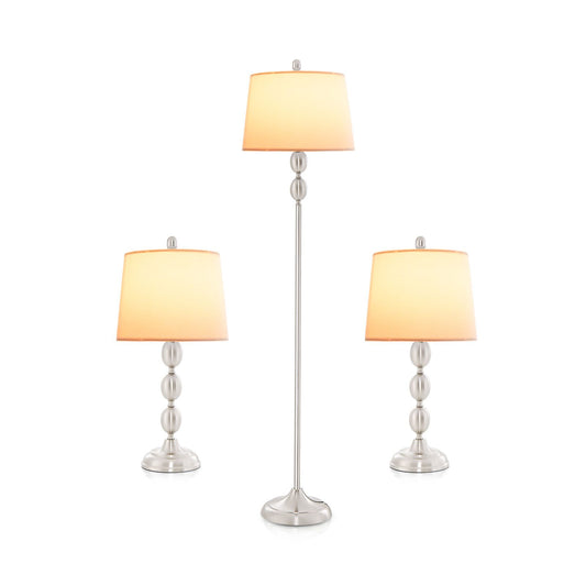 3-Piece Table and Floor Lamp Set with Eye-Care Shade – Elegant and Functional Lighting Solution