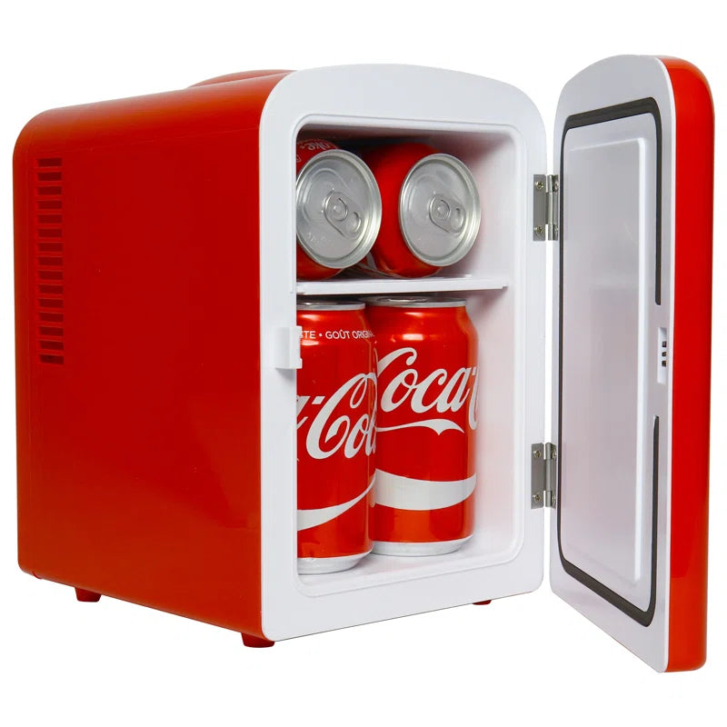 Red Retro Coca-Cola 4L Mini Fridge with Built-In Wireless Speaker