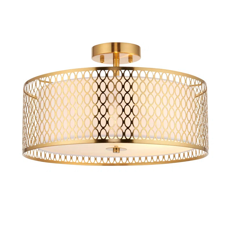 Erika Semi Flush Mount Ceiling Light – Fabric Shade for Soft Illumination