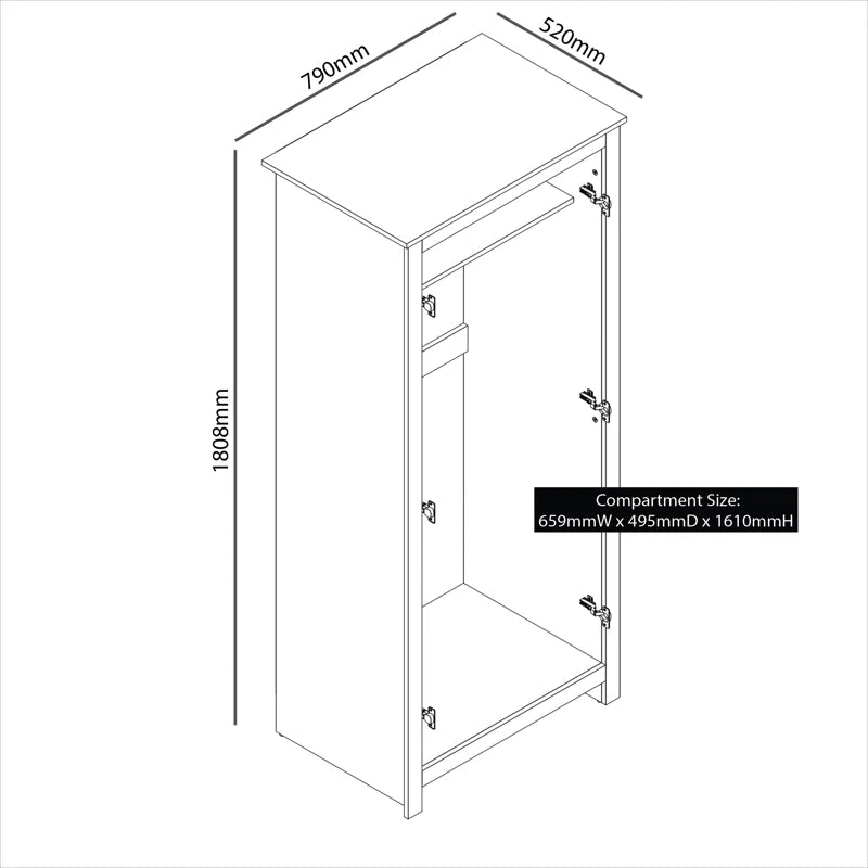 Limestone 2-Door Wardrobe – Stylish Manufactured Wood Storage Solution