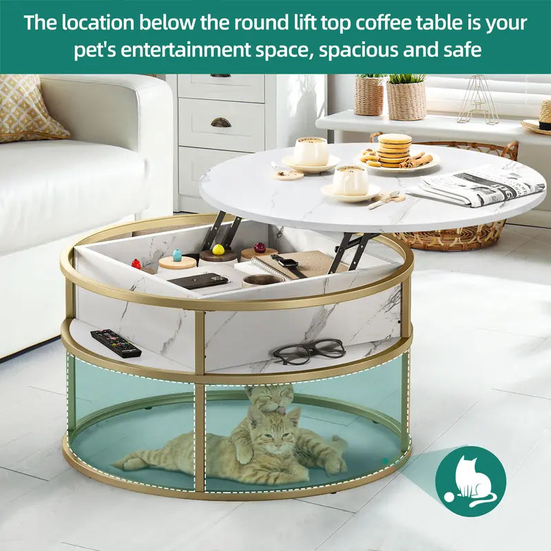 Yitahome Round Lift-Top Coffee Table with Hidden Storage – Modern Living Room Design