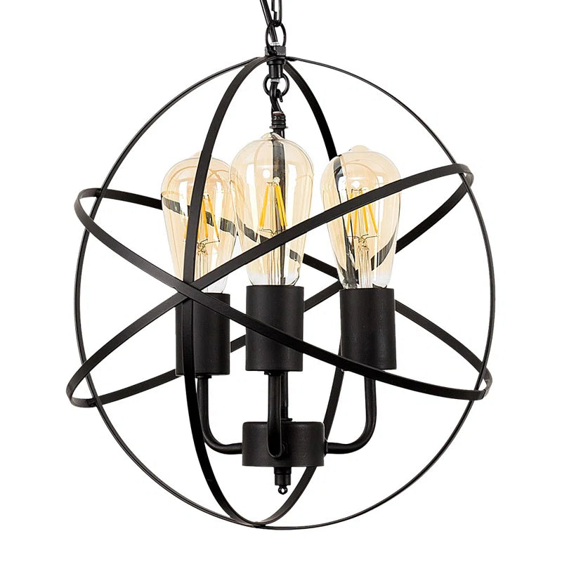 Glenview 3-Light Matte Black Sphere Pendant Light – Modern Elegance