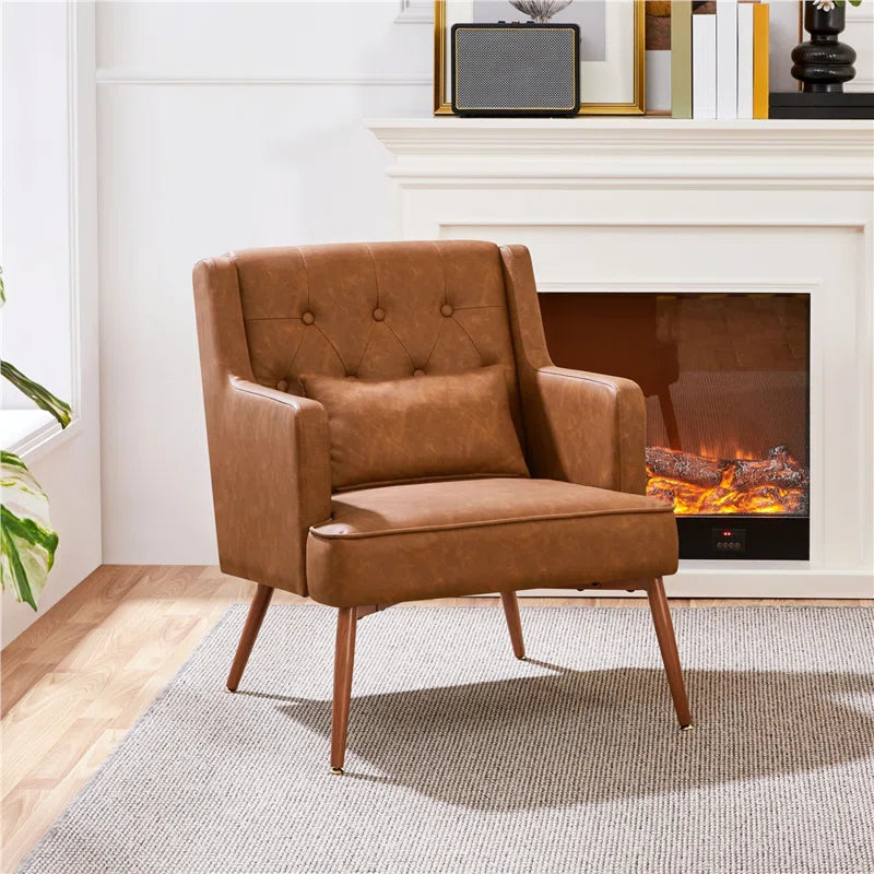 Contemporary Faux Leather Armchair – Sophisticated Comfort for Any Room